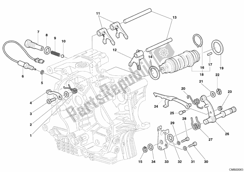 All parts for the Gear Change Mechanism of the Ducati Multistrada 1000 S 2006